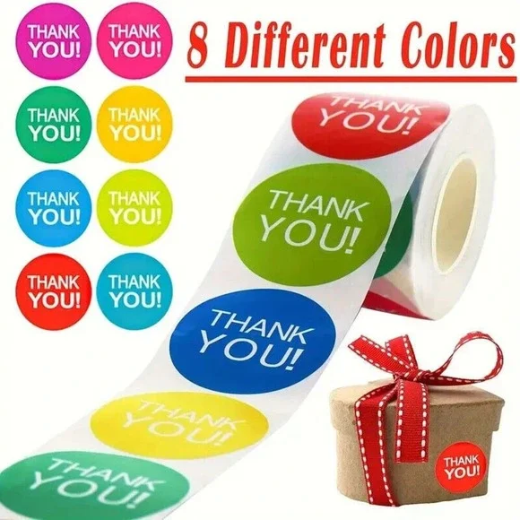 500PCS Thank You Colorful Round Stickers for Envelopes Backing 1.5 Inch Stickers - Picture 2 of 6